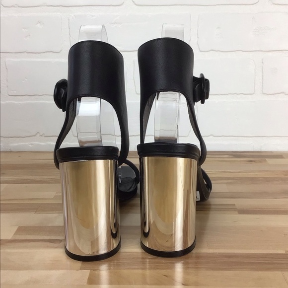 Rudsak Tika heeled shoes ankle tied black leather strap silver hot pumps new 37 - Picture 2 of 14